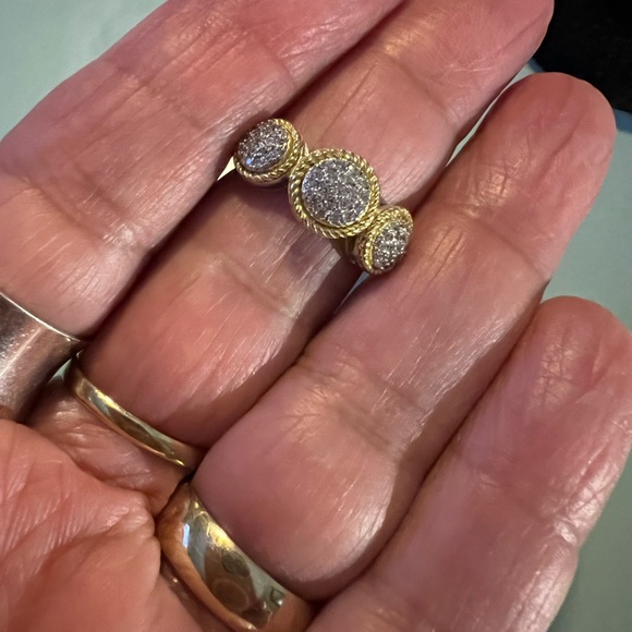 Beautiful Halo Elegant Gold and .925 Silver Women's CZ Pave Ring - Picture 2 of 9